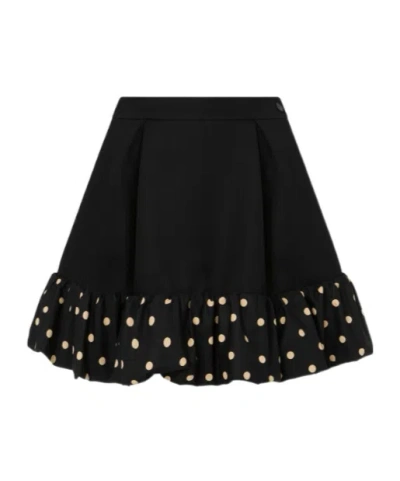 Moschino Midi Skirt With Polka Dots And Ruffles In Black