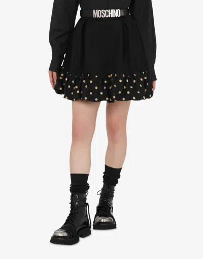 Moschino Midi Skirt With Polka Dots And Ruffles In Black
