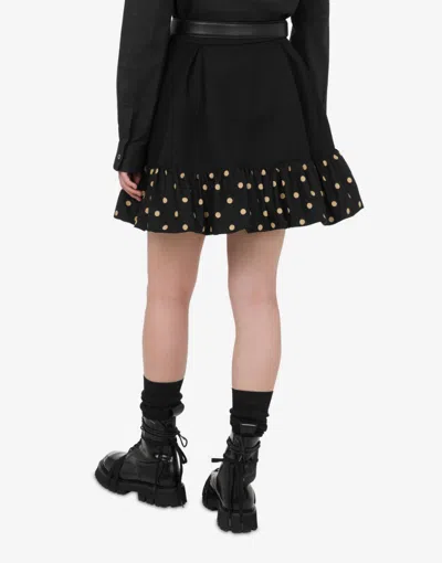 Moschino Midi Skirt With Polka Dots And Ruffles In Black