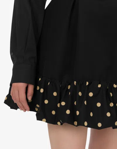 Moschino Midi Skirt With Polka Dots And Ruffles In Black