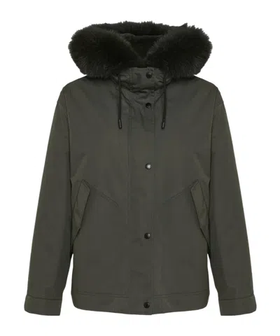 Yves Salomon Cotton Blend And Fox And Rabbit Fur Short Parka Clothing In Gray