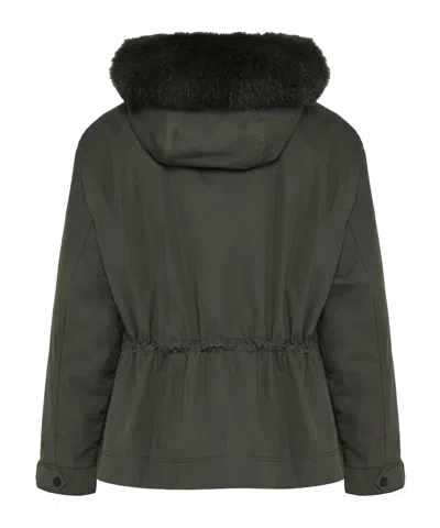 Yves Salomon Cotton Blend And Fox And Rabbit Fur Short Parka Clothing In Gray