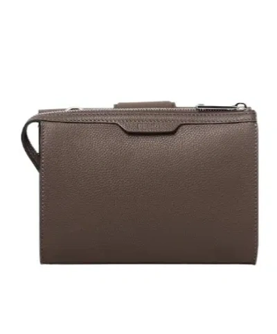Fendi Double Baguette Leather Messenger Bag In Brown