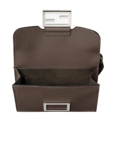 Fendi Double Baguette Leather Messenger Bag In Brown