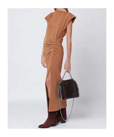 Isabel Marant Nadela Midi Dress With Side Slit In Gold