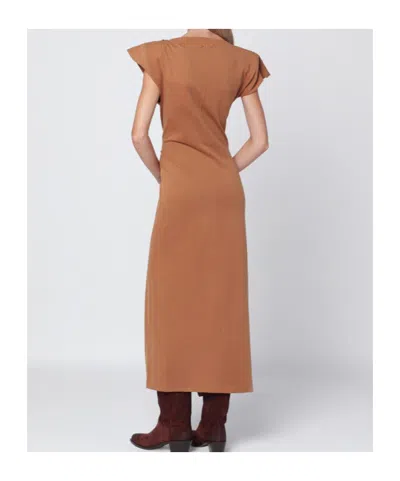 Isabel Marant Nadela Midi Dress With Side Slit In Gold