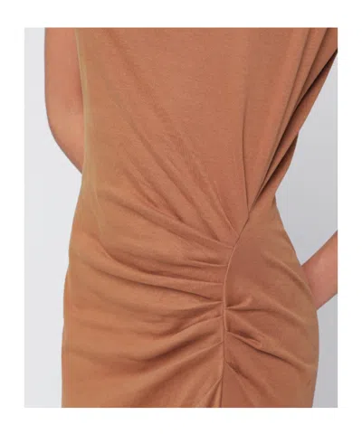 Isabel Marant Nadela Midi Dress With Side Slit In Gold