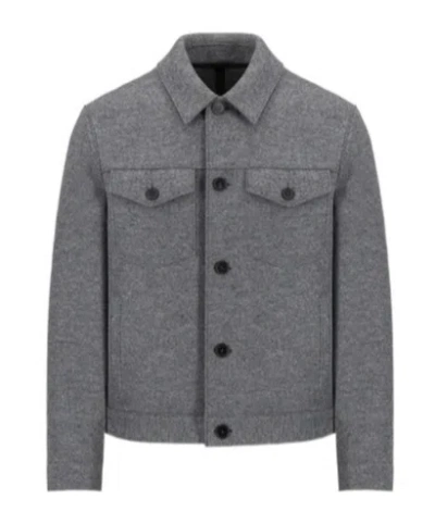 Harris Wharf London Wool Jacket With Chest Pockets And Collar In Gray