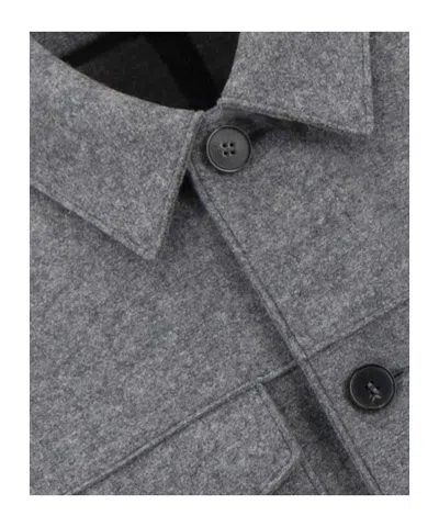 Harris Wharf London Wool Jacket With Chest Pockets And Collar In Gray