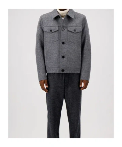 Harris Wharf London Wool Jacket With Chest Pockets And Collar In Gray
