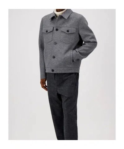 Harris Wharf London Wool Jacket With Chest Pockets And Collar In Gray