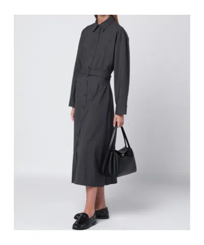 P.a.r.o.s.h . Anthracite Grey Belted Shirt Dress In Gray