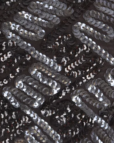 P.a.r.o.s.h Fitted Crop Top With All-over Sequin Geometric Pattern In Black