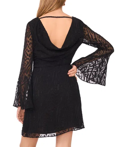 1.state Women's Cowl Back Bell Sleeve Mini Dress In Black