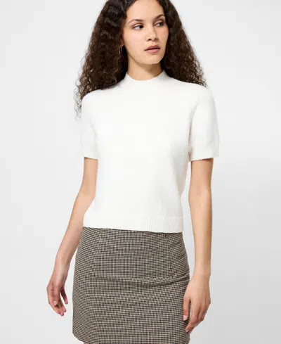 French Connection Vhari Knit Mock Neck Top In White
