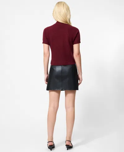 French Connection Vhari Knit Mock Neck Top In Burgundy