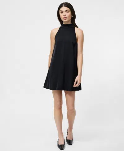 French Connection Ennis Satin Babydoll Minidress In Black