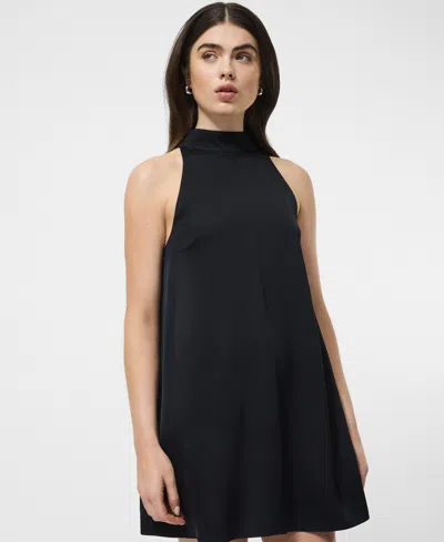 French Connection Ennis Satin Babydoll Minidress In Black
