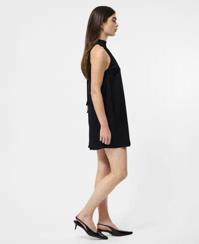 French Connection Ennis Satin Babydoll Minidress In Black