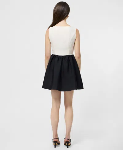 French Connection Structured Square Neck Sleeveless Mini Dress In Porcelain Cream In Black