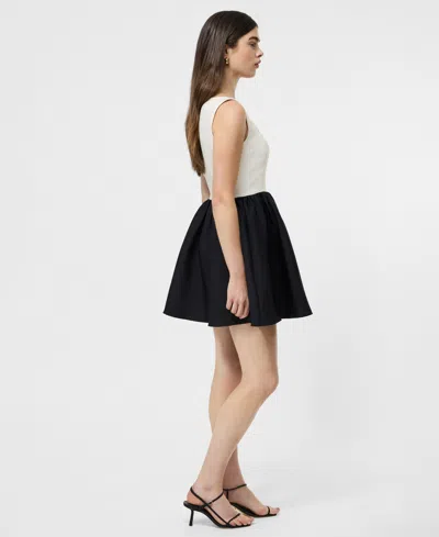 French Connection Structured Square Neck Sleeveless Mini Dress In Porcelain Cream In Black