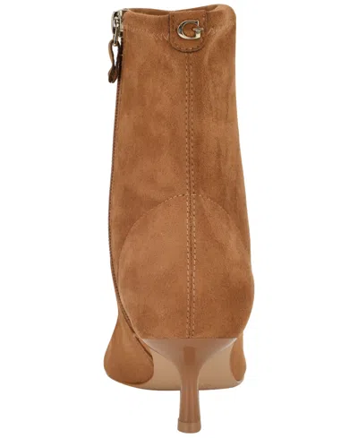 Guess Women's Yanka Pointed Toe Kitten Heel Dress Booties In Brown