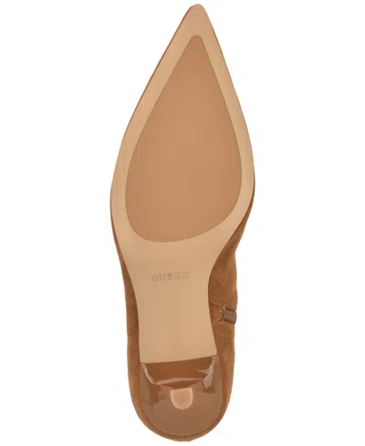 Guess Women's Yanka Pointed Toe Kitten Heel Dress Booties In Brown