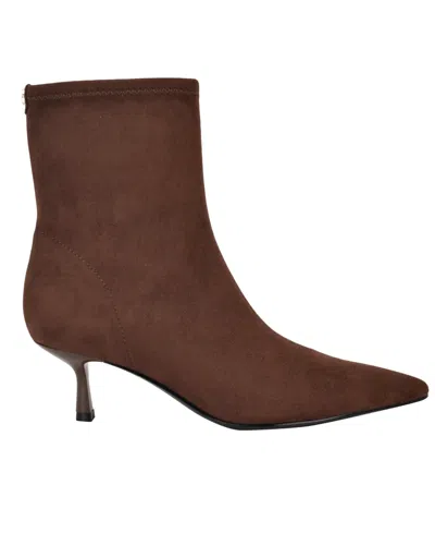 Guess Women's Yanka Pointed Toe Kitten Heel Dress Booties In Burgundy