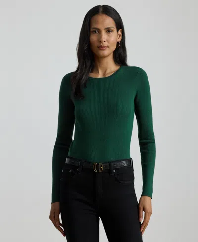 Ralph Lauren Cotton-blend Long-sleeve Top In Green