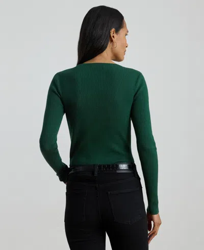 Ralph Lauren Cotton-blend Long-sleeve Top In Green