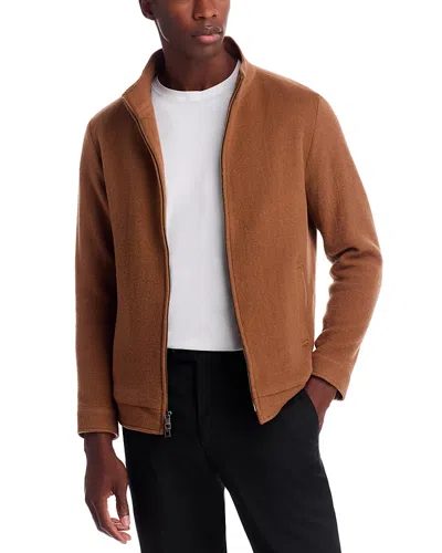 Peter Millar Crown Flex Merino Wool Bomber Jacket In Brown
