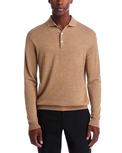 Peter Millar Crown Crafted Dorset Merino Wool Sweater Polo Shirt In Brown