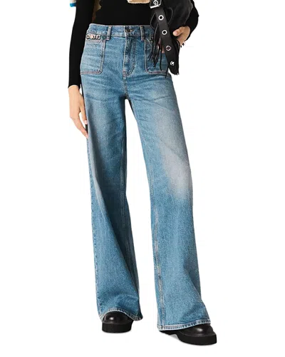 Maje Palermata High Rise Jeans In Blue In Blue