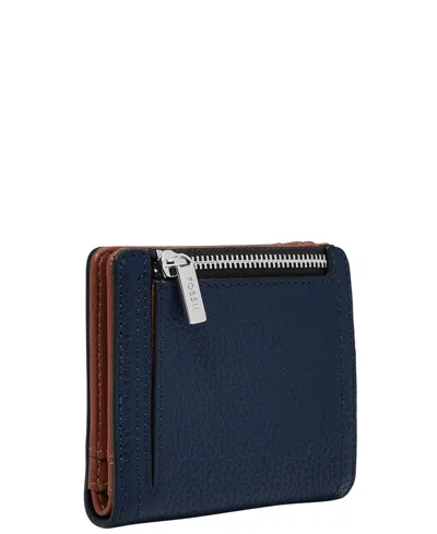 Fossil Logan Leather Small Bifold Wallet In Blue