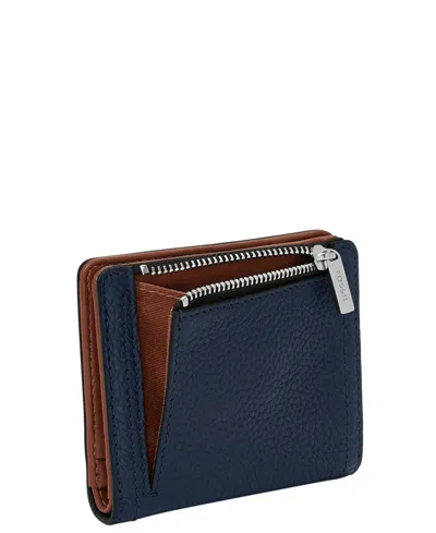 Fossil Logan Leather Small Bifold Wallet In Blue