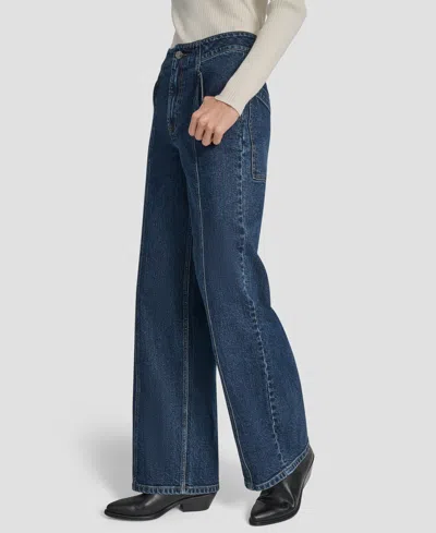 Dkny Jeans Women's High-rise Wide Leg Jeans In Blue