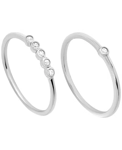 Macy's 2-piece Cubic Zirconia Stackable Ring Set (0.17 Ct. T.w.) In Sterling Silver In White