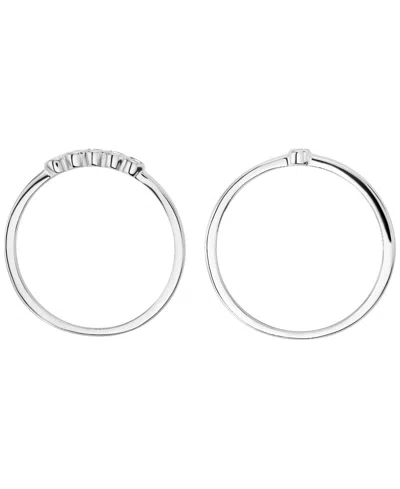 Macy's 2-piece Cubic Zirconia Stackable Ring Set (0.17 Ct. T.w.) In Sterling Silver In White
