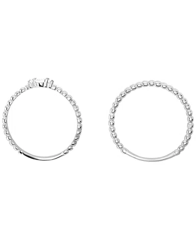 Macy's 2-piece Cubic Zirconia Stackable Ring Set (0.27 Ct. T.w.) In Sterling Silver In Metallic