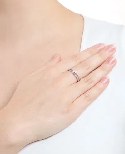 Macy's 2-piece Cubic Zirconia Stackable Ring Set (0.27 Ct. T.w.) In Sterling Silver In Metallic