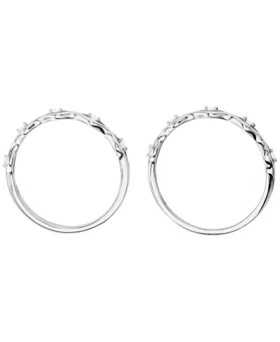 Macy's 2-piece Cubic Zirconia Stackable Ring Set (0.15 Ct. T.w.) In Sterling Silver In Metallic