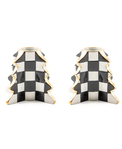 Mackenzie-childs Check Tree Candle Holders, Set Of 2 In Multi