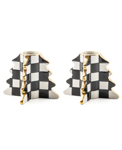 Mackenzie-childs Check Tree Candle Holders, Set Of 2 In Multi