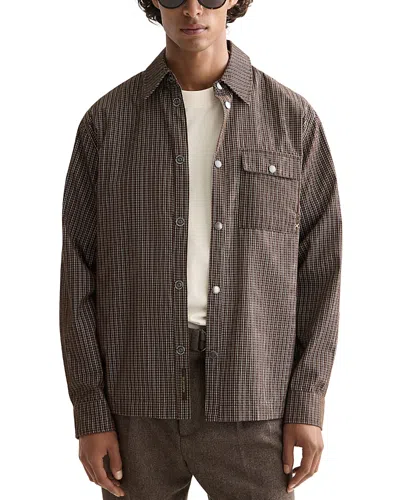Scotch & Soda Relaxed Fit Micro Check Structured Shirt In Brown