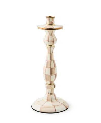 Mackenzie-childs Mackenzie Childs Large Mocha Check Candlestick Holder In Multi