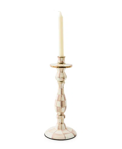 Mackenzie-childs Mackenzie Childs Large Mocha Check Candlestick Holder In Multi