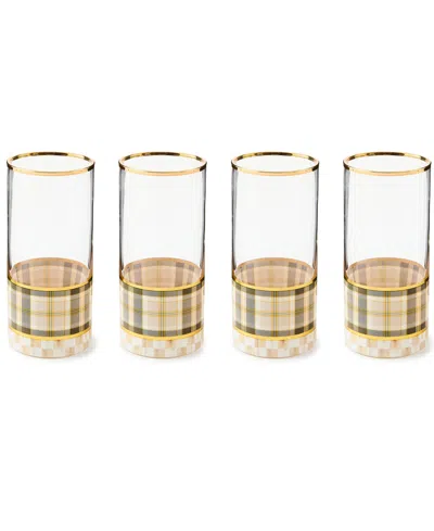 Mackenzie-childs Tartan Mocha Highball Glass, Set Of 4 In Multi