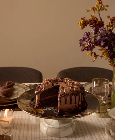 Mackenzie-childs Tartan Mocha Highball Glass, Set Of 4 In Multi