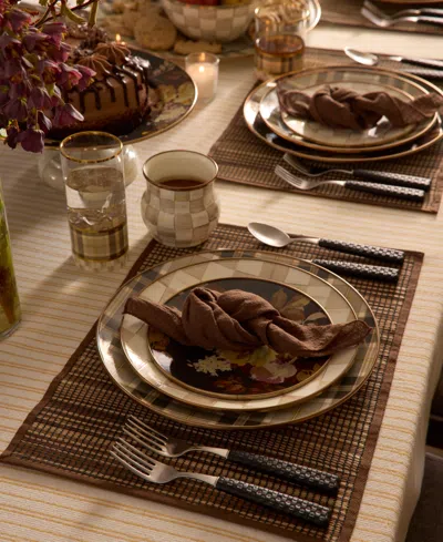 Mackenzie-childs Tartan Mocha Highball Glass, Set Of 4 In Multi