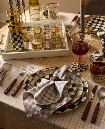 Mackenzie-childs Tartan Mocha Highball Glass, Set Of 4 In Multi